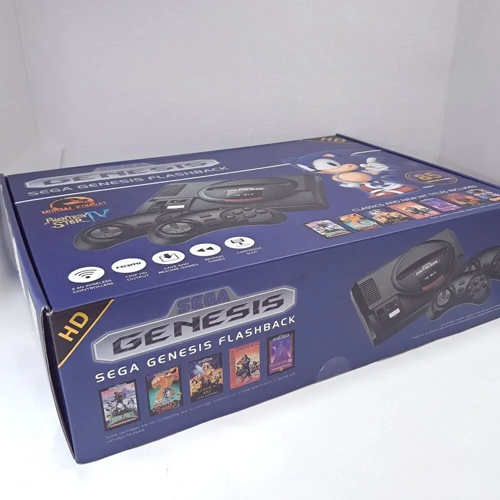 New/open box Sega Genesis HD Flashback Video Game Console Black FB3680 Plug play